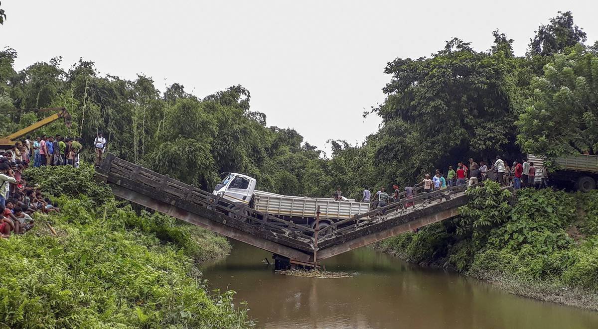 Bridge collapse incidents due to heavy rains